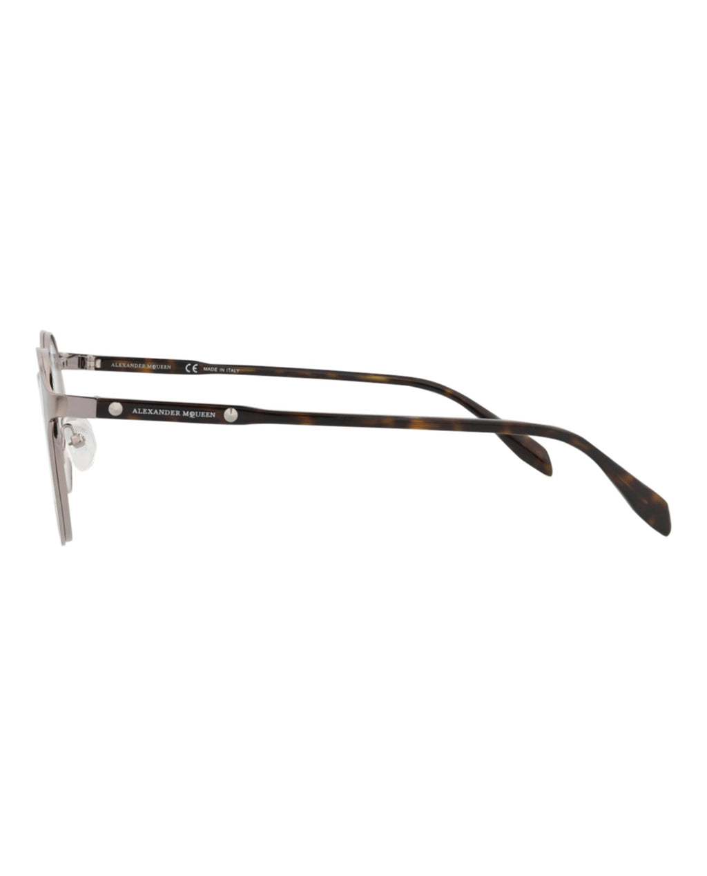 Alexander McQueen Unisex Round/Oval Ruthenium Havana Transparent Fashion Designer Eyewear