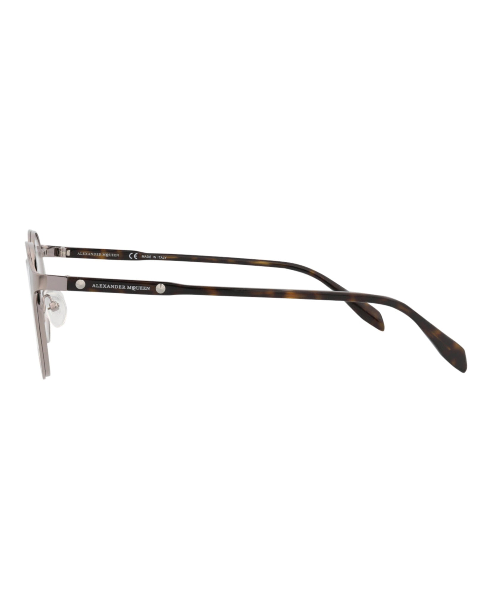 Alexander McQueen Unisex Round/Oval Ruthenium Havana Transparent Fashion Designer Eyewear