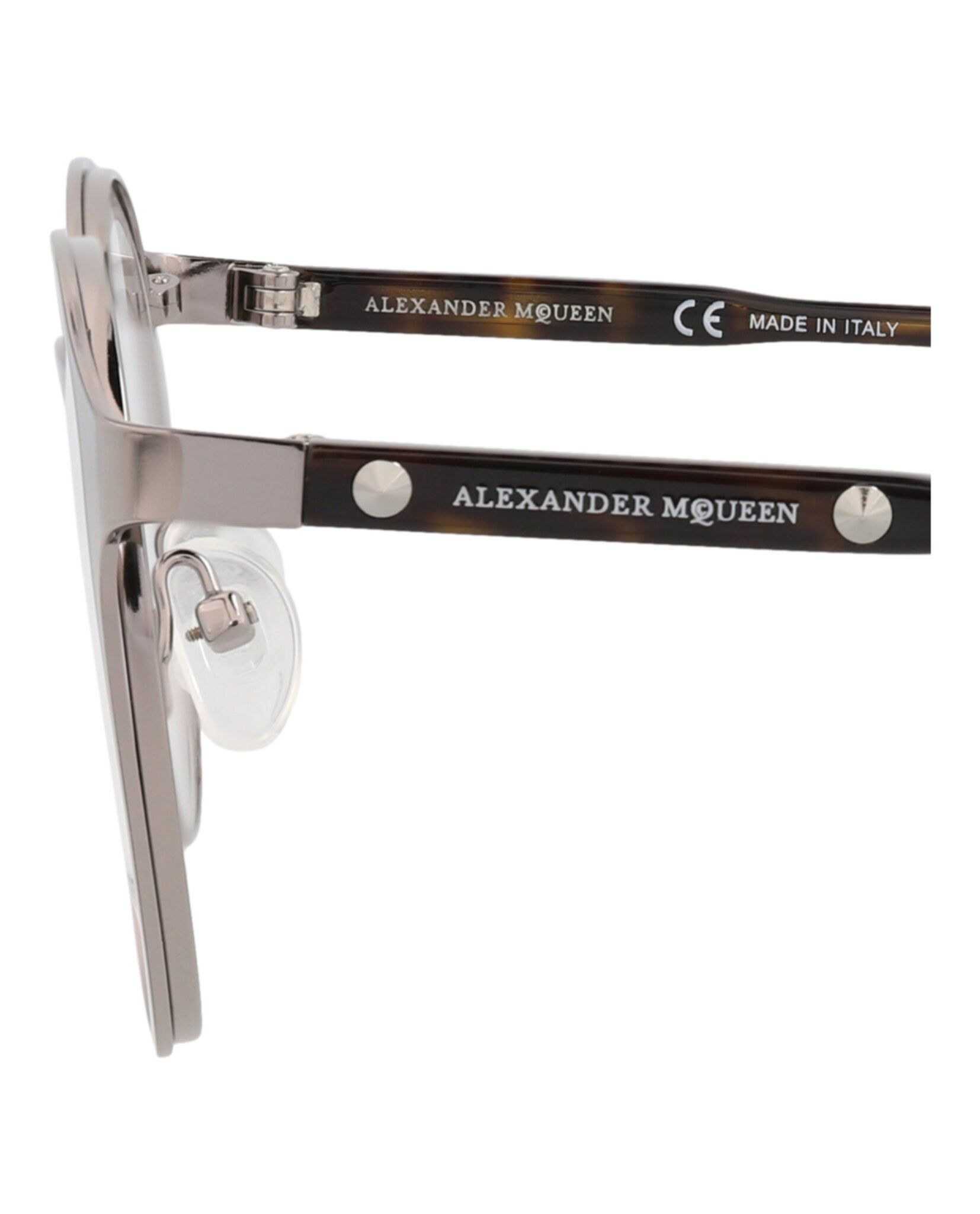 Alexander McQueen Unisex Round/Oval Ruthenium Havana Transparent Fashion Designer Eyewear
