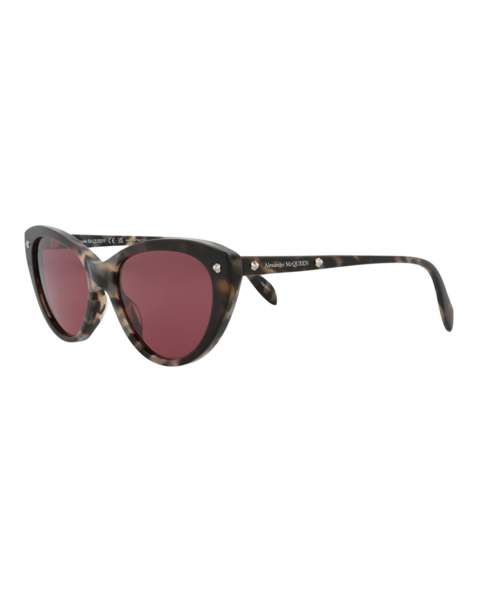 Alexander McQueen Womens Cat Eye Havana Havana Violet Fashion Designer Eyewear