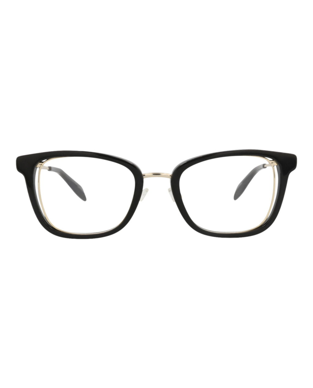 Alexander McQueen Womens Square/Rectangle Black Gold Transparent Fashion Designer Eyewear