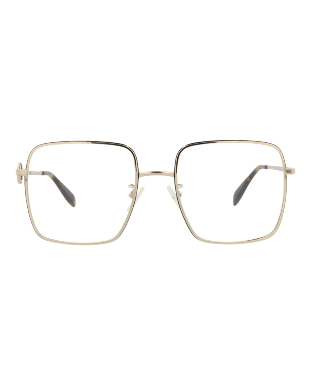 Alexander McQueen Womens Square/Rectangle Gold Gold Transparent Fashion Designer Eyewear