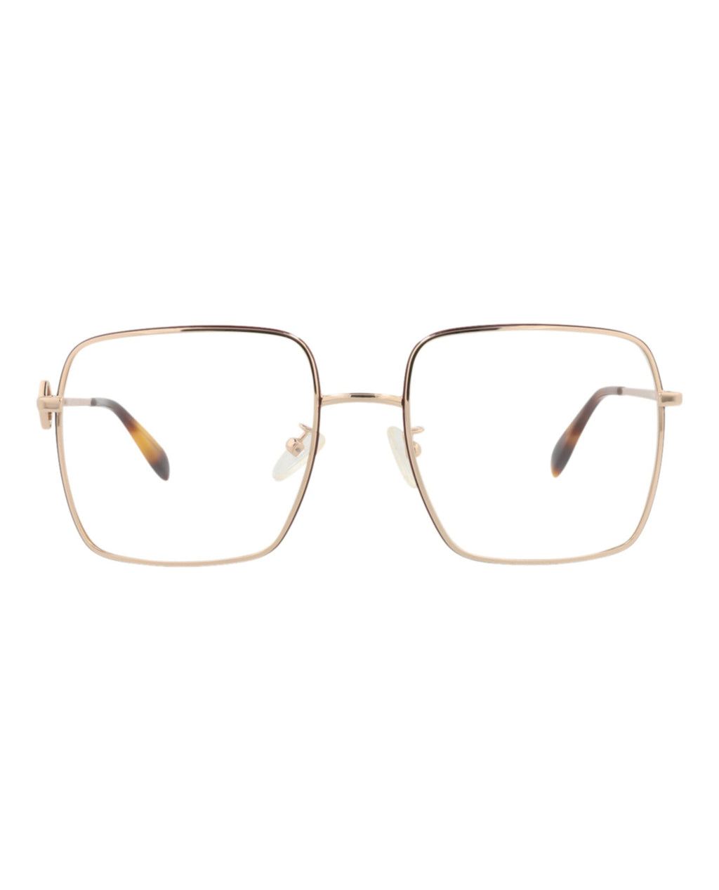 Alexander McQueen Womens Square/Rectangle Gold Gold Transparent Fashion Designer Eyewear