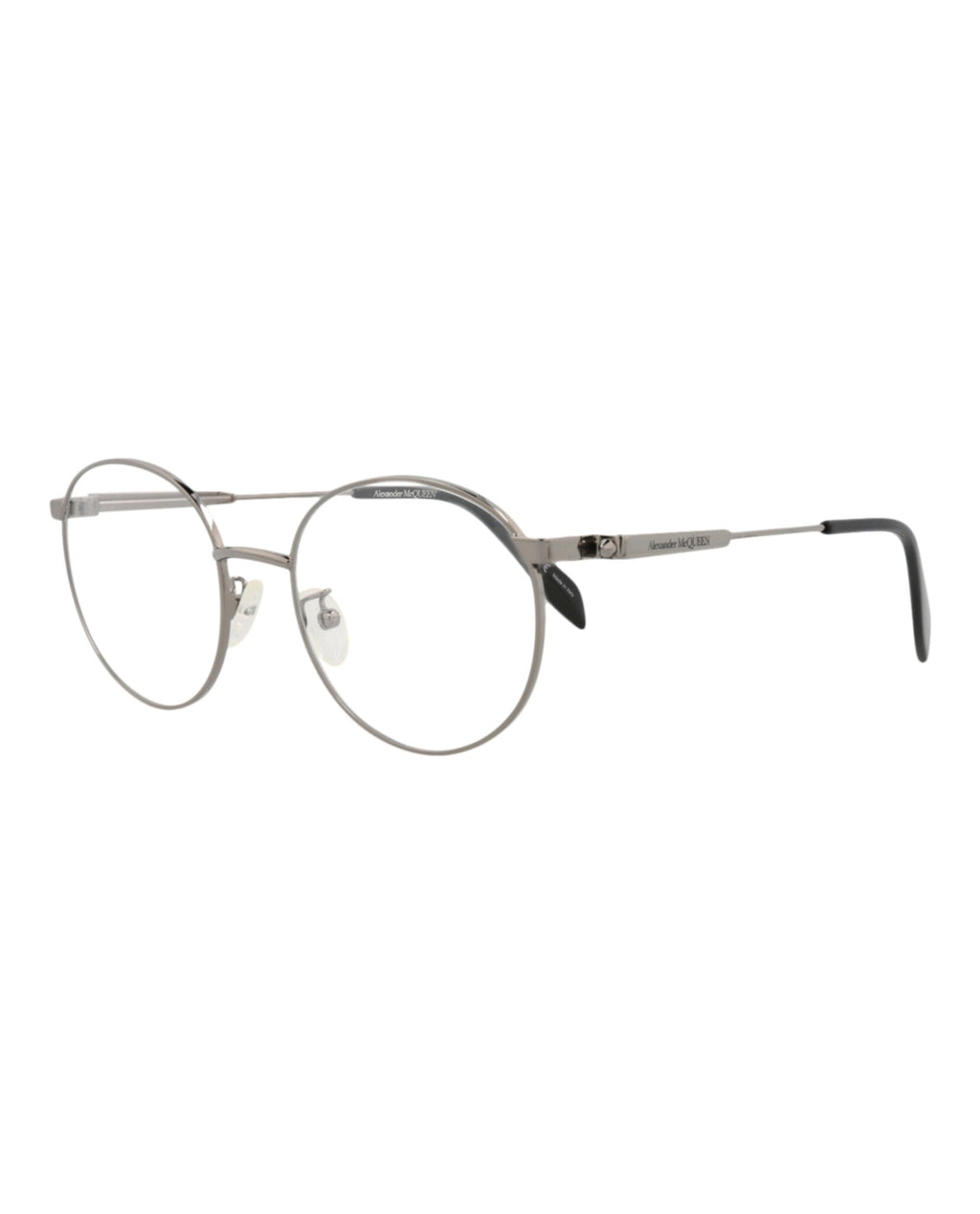 Alexander McQueen Mens Round/Oval Ruthenium Ruthenium Transparent Fashion Designer Eyewear