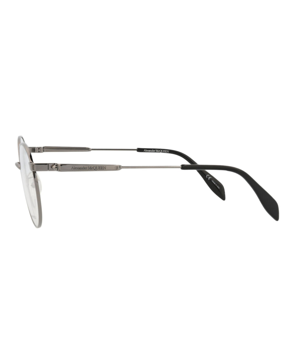 Alexander McQueen Mens Round/Oval Ruthenium Ruthenium Transparent Fashion Designer Eyewear