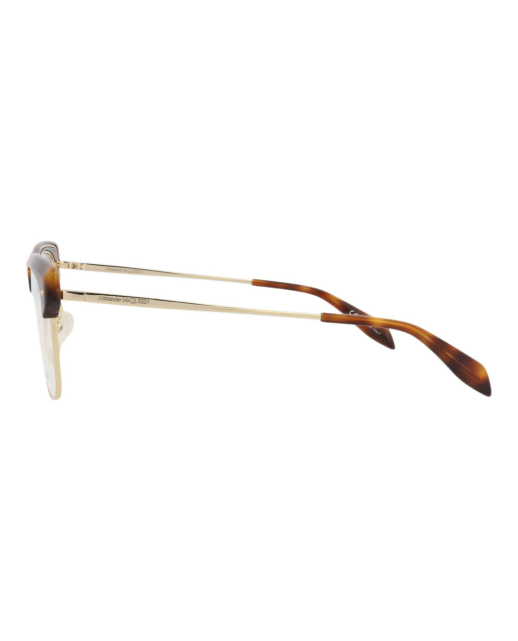Alexander McQueen Unisex Square/Rectangle Havana Gold Transparent Fashion Designer Eyewear