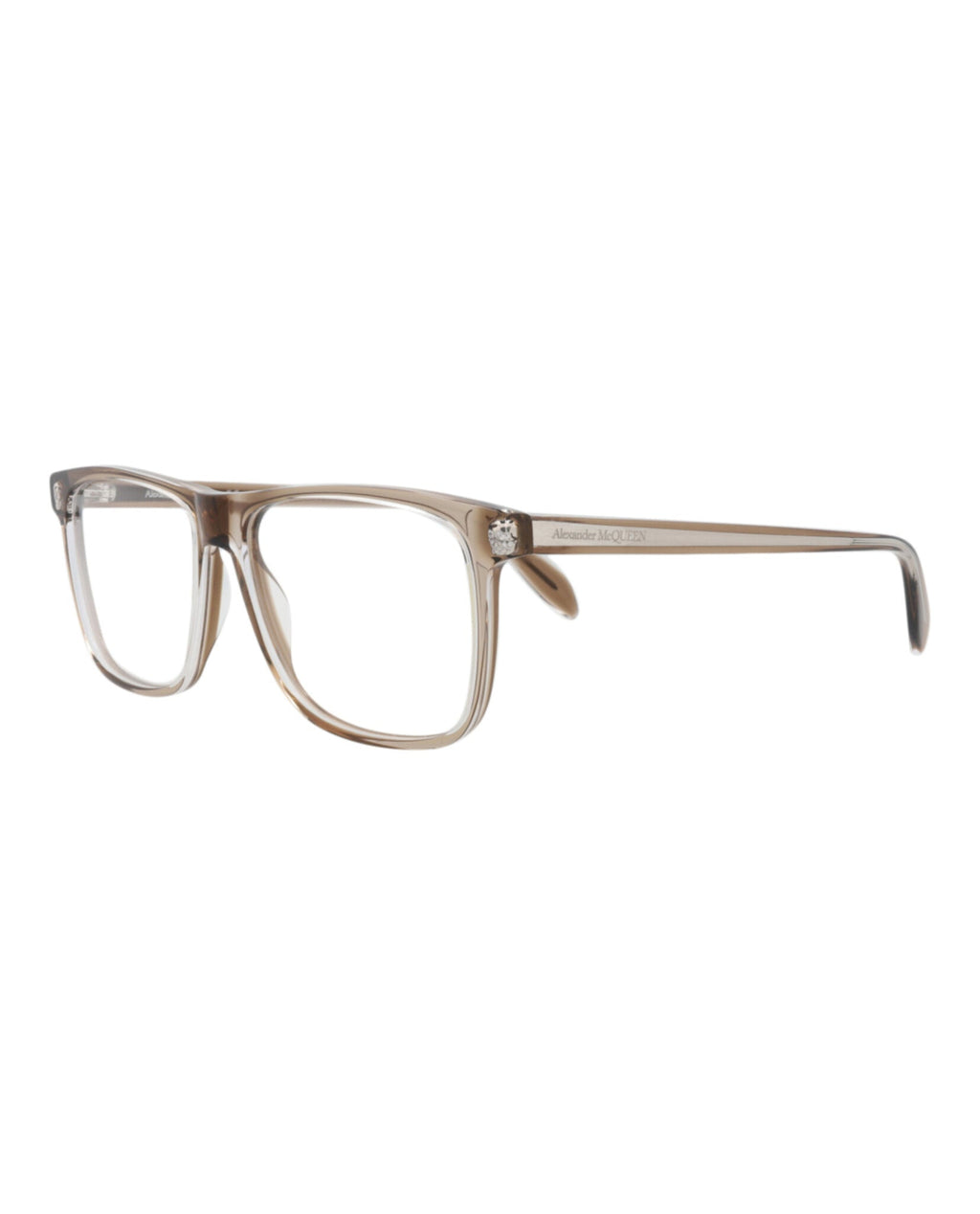 Alexander McQueen Mens Square/Rectangle Brown Brown Transparent Fashion Designer Eyewear
