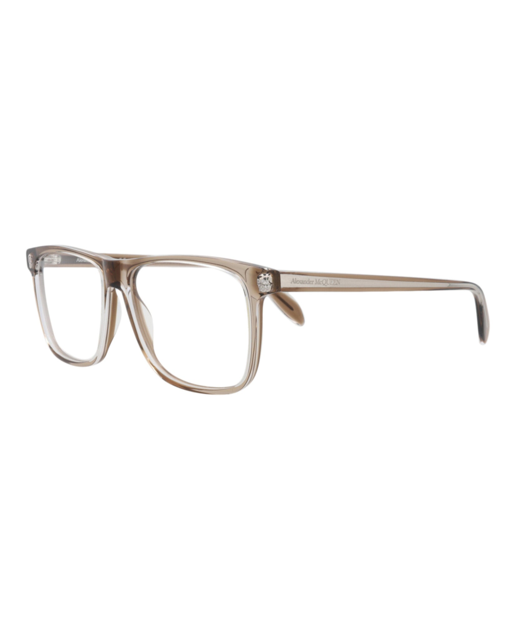Alexander McQueen Mens Square/Rectangle Brown Brown Transparent Fashion Designer Eyewear