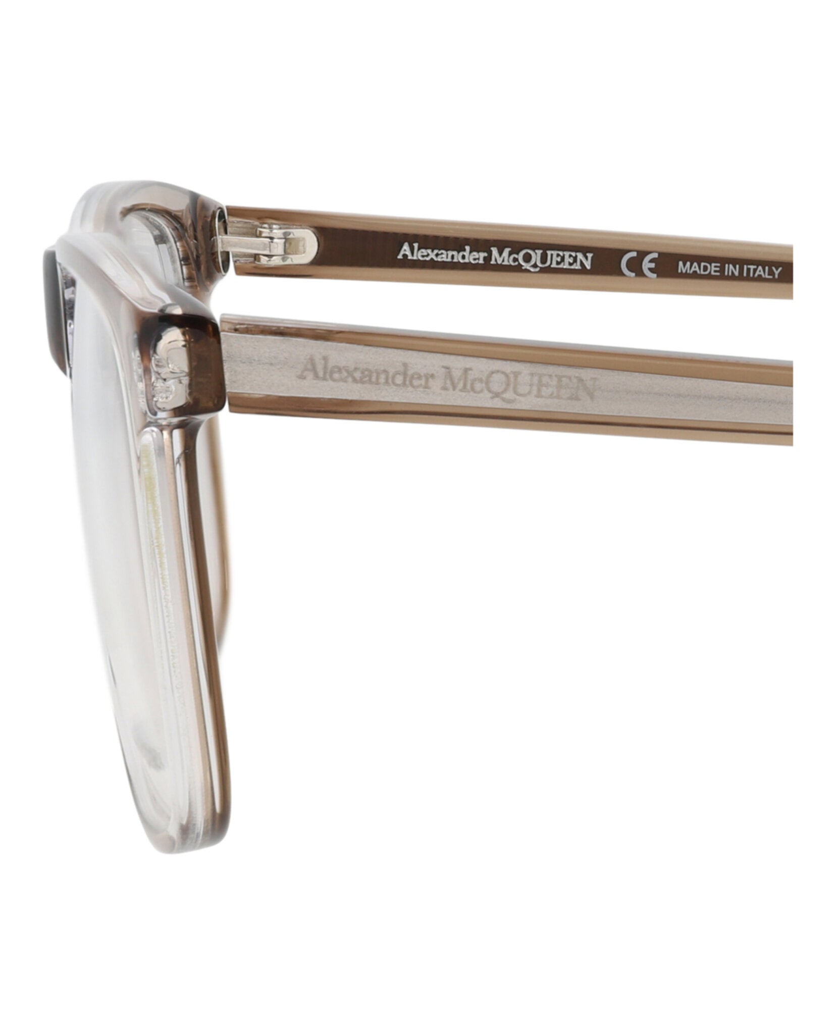 Alexander McQueen Mens Square/Rectangle Brown Brown Transparent Fashion Designer Eyewear