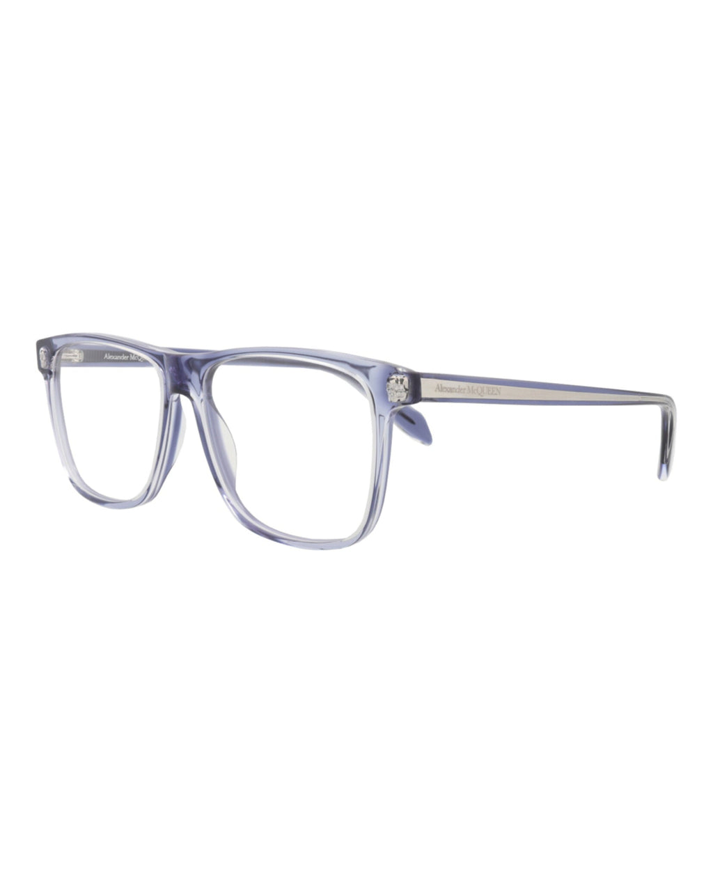 Alexander McQueen Mens Square/Rectangle Blue Blue Transparent Fashion Designer Eyewear