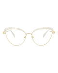 Alexander McQueen Womens Cat Eye Gold Gold Transparent Fashion Designer Eyewear