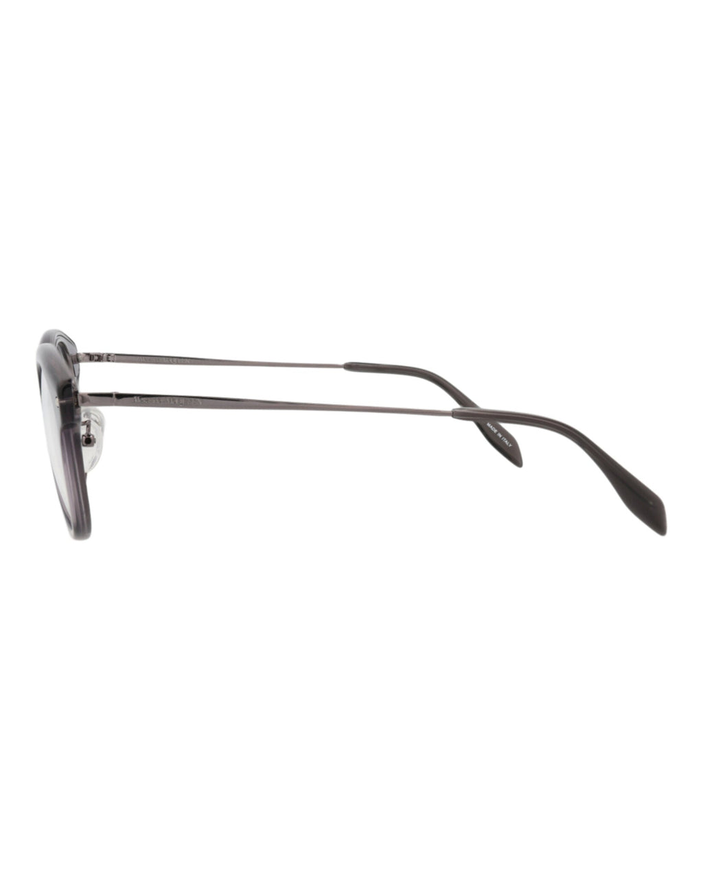Alexander McQueen Mens Round/Oval Grey Ruthenium Transparent Fashion Designer Eyewear