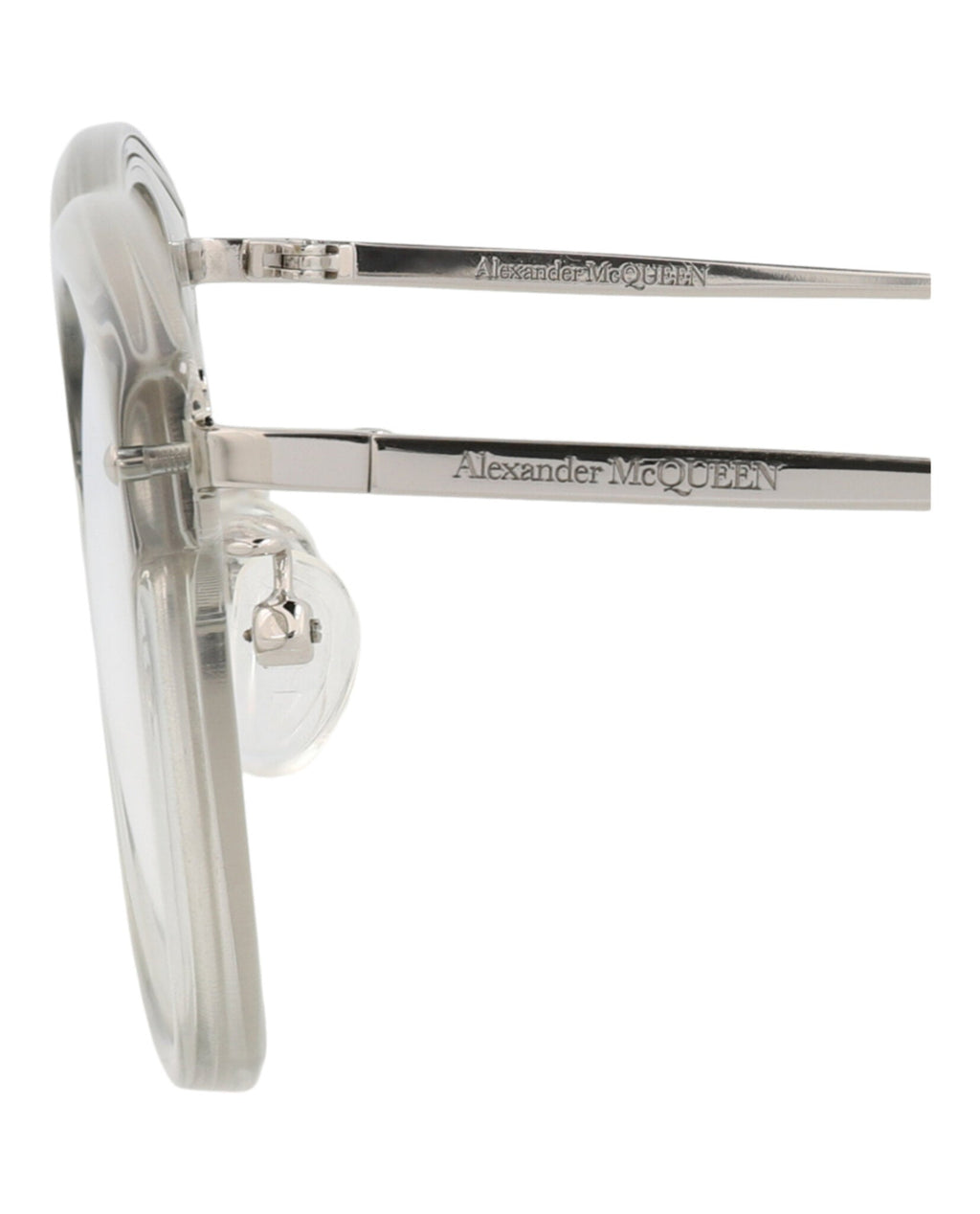Alexander McQueen Mens Round/Oval Grey Silver Transparent Fashion Designer Eyewear