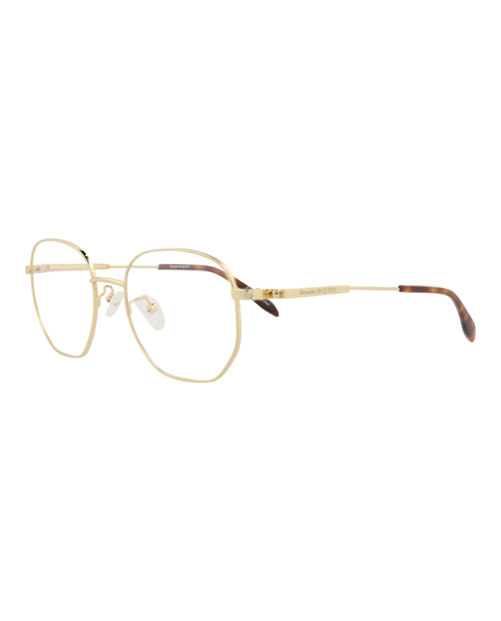 Alexander McQueen Mens Round/Oval Gold Gold Transparent Fashion Designer Eyewear