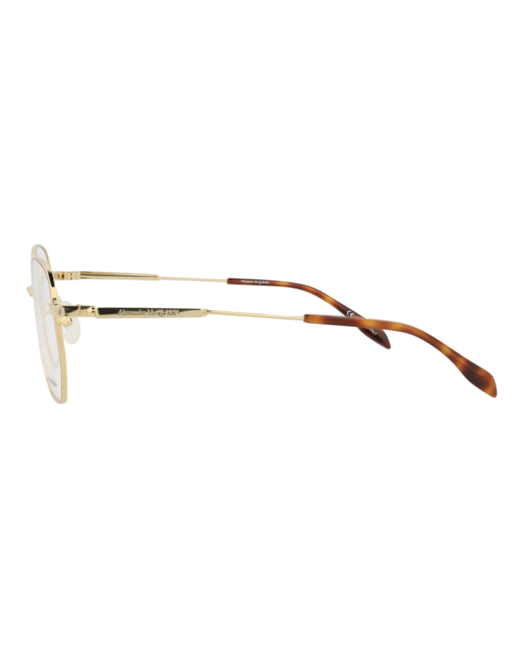 Alexander McQueen Mens Round/Oval Gold Gold Transparent Fashion Designer Eyewear