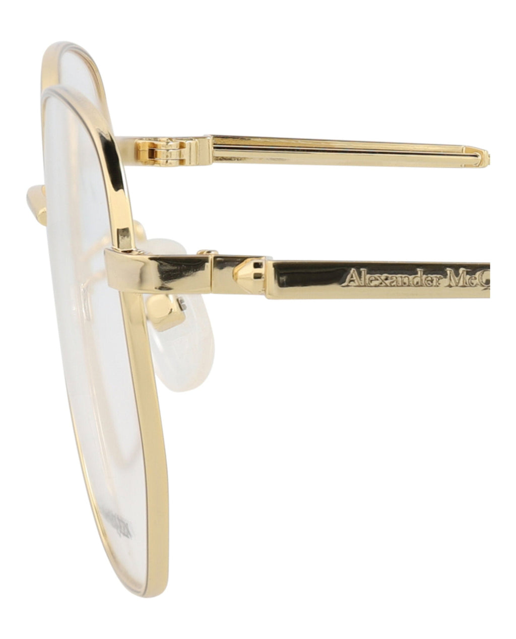 Alexander McQueen Mens Round/Oval Gold Gold Transparent Fashion Designer Eyewear