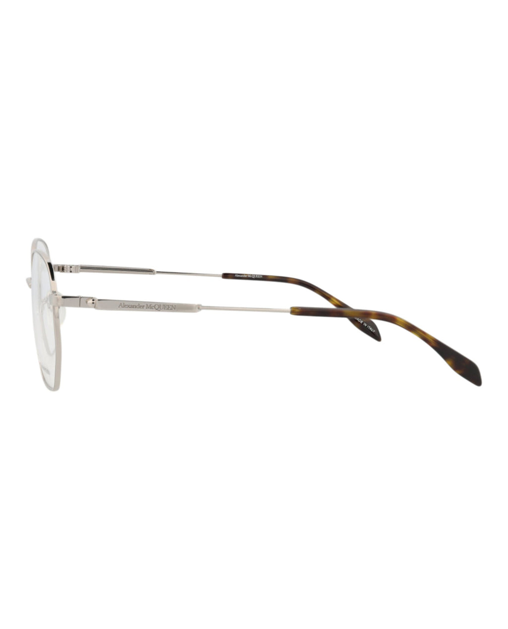 Alexander McQueen Mens Round/Oval Silver Silver Transparent Fashion Designer Eyewear