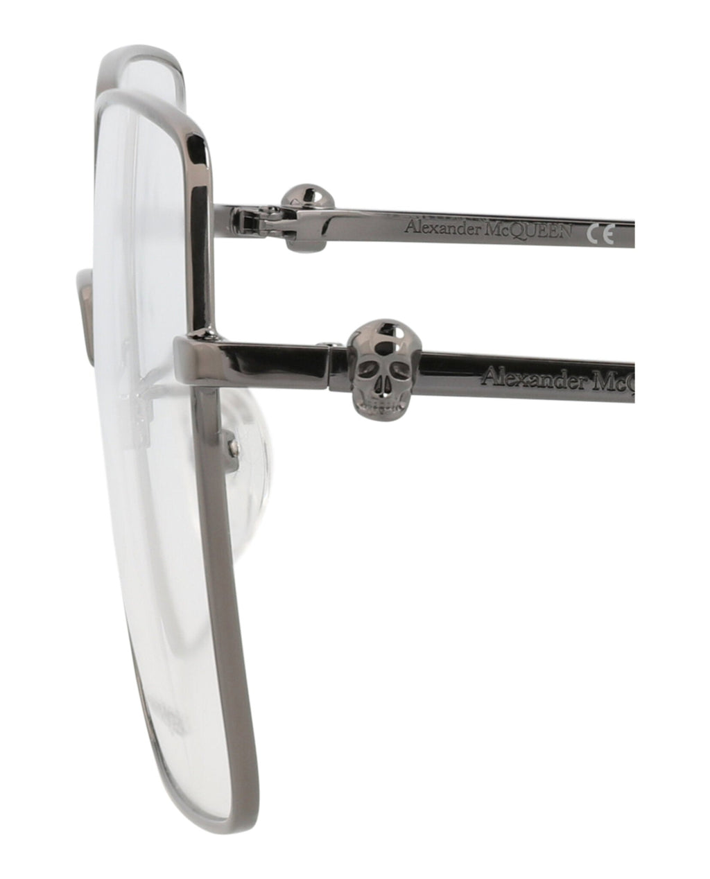 Alexander McQueen Womens Square/Rectangle Ruthenium Ruthenium Transparent Fashion Designer Eyewear