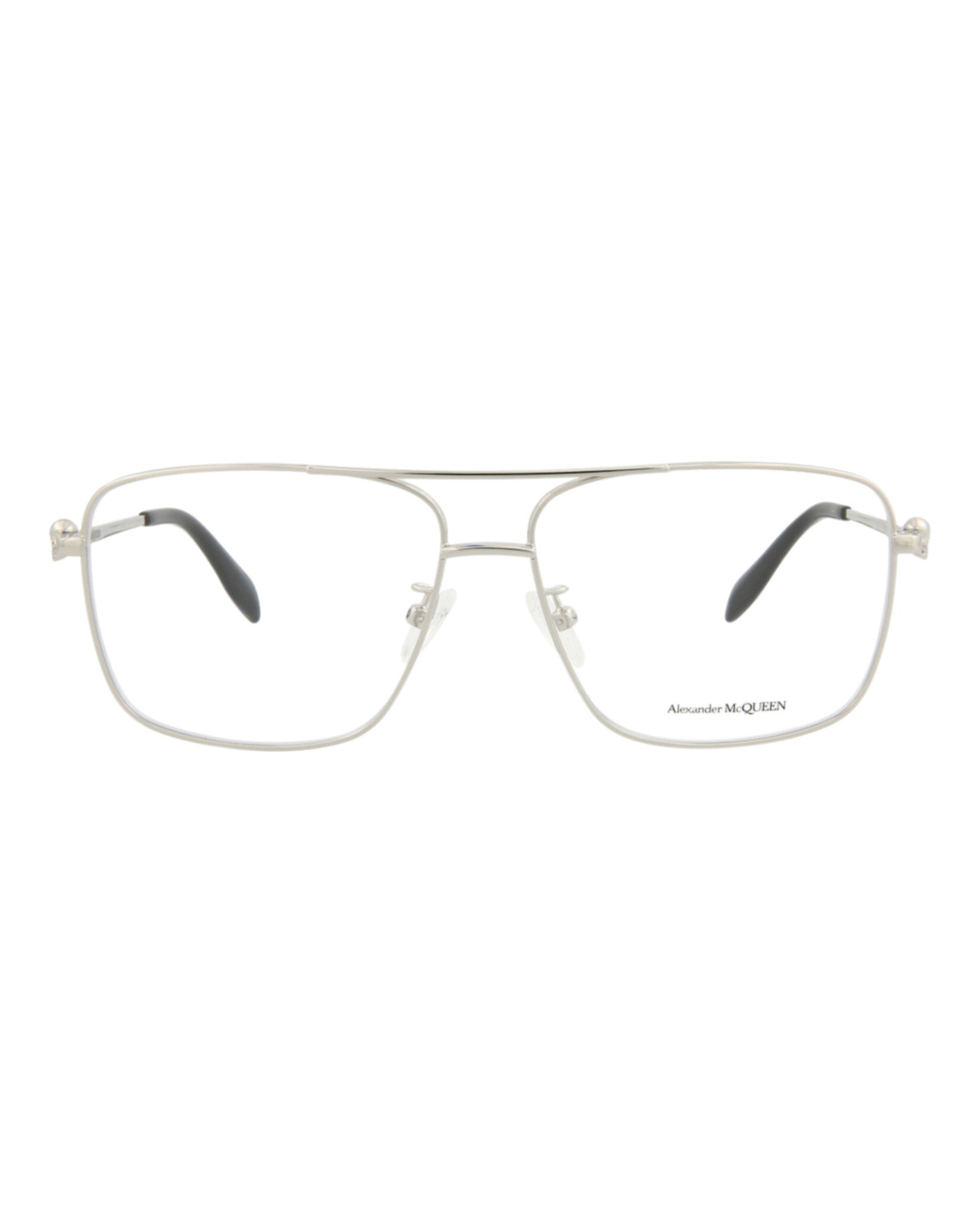Alexander McQueen Unisex Aviator Silver Silver Transparent Fashion Designer Eyewear
