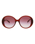 Alexander McQueen Womens Round/Oval Burgundy Burgundy Red Fashion Designer Eyewear Burgundy Burgundy Red
