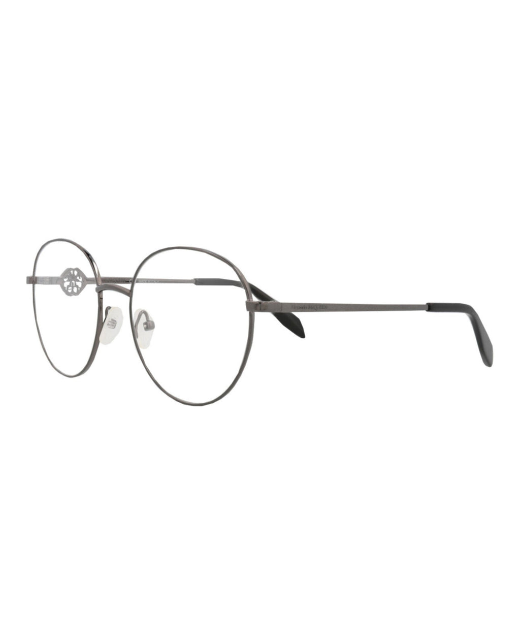 Alexander McQueen Womens Round/Oval Ruthenium Ruthenium Transparent Fashion Designer Eyewear
