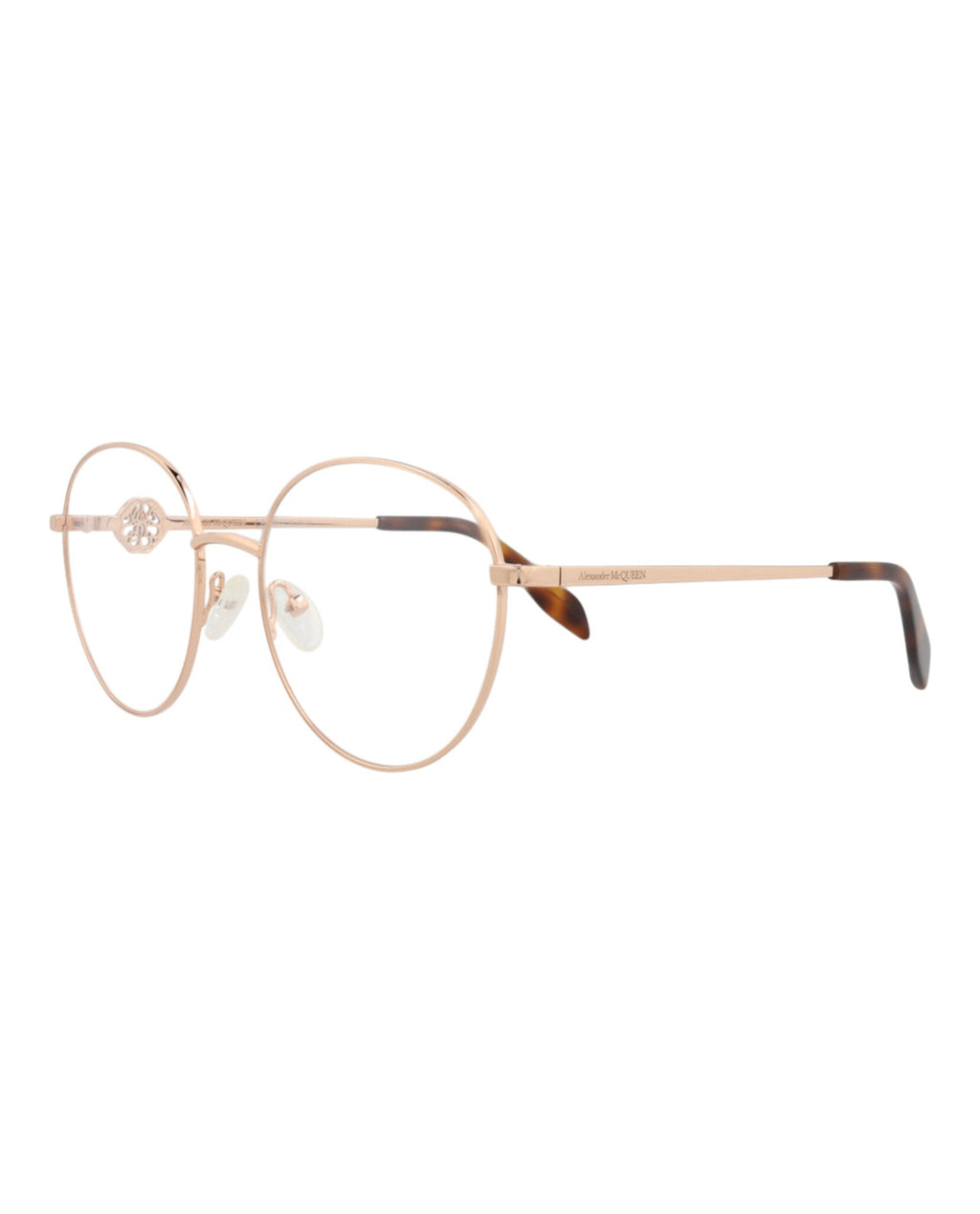Alexander McQueen Womens Round/Oval Gold Gold Transparent Fashion Designer Eyewear