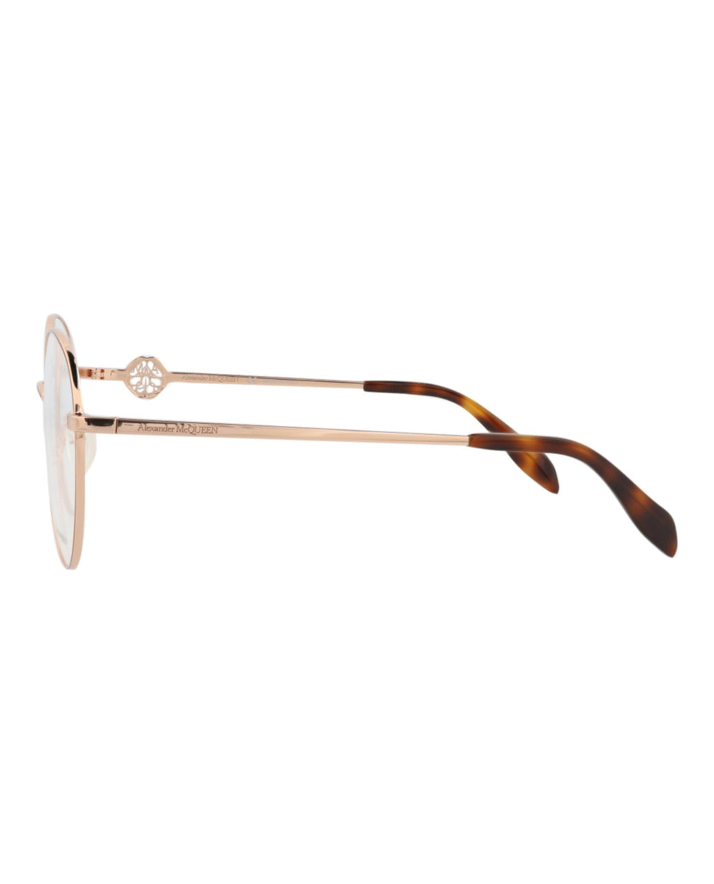 Alexander McQueen Womens Round/Oval Gold Gold Transparent Fashion Designer Eyewear