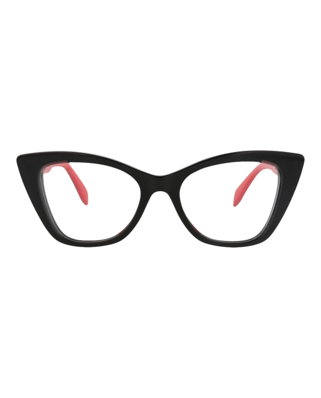Alexander McQueen Womens Cat Eye Black Black Transparent Fashion Designer Eyewear
