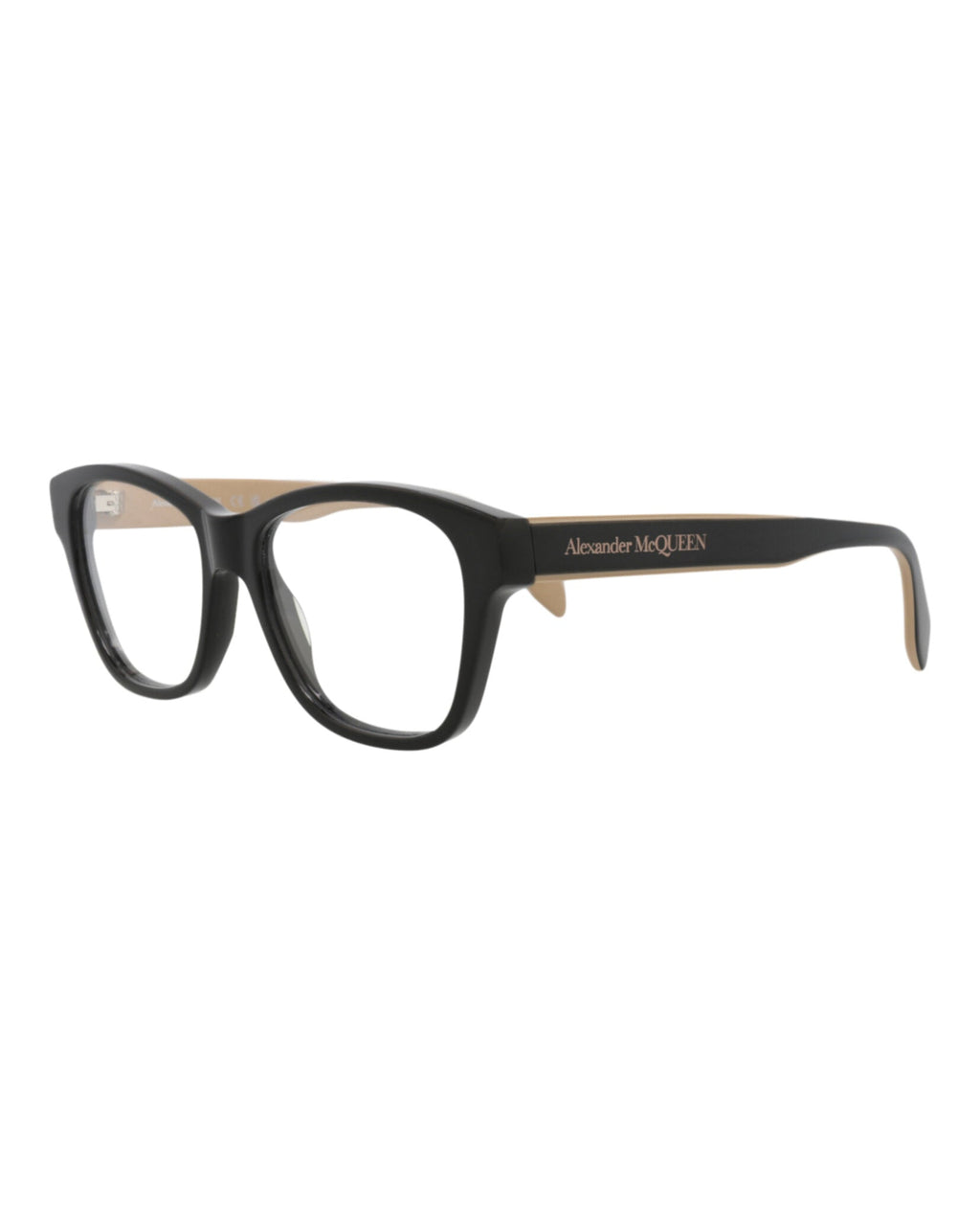 Alexander McQueen Womens Square/Rectangle Black Black Transparent Fashion Designer Eyewear