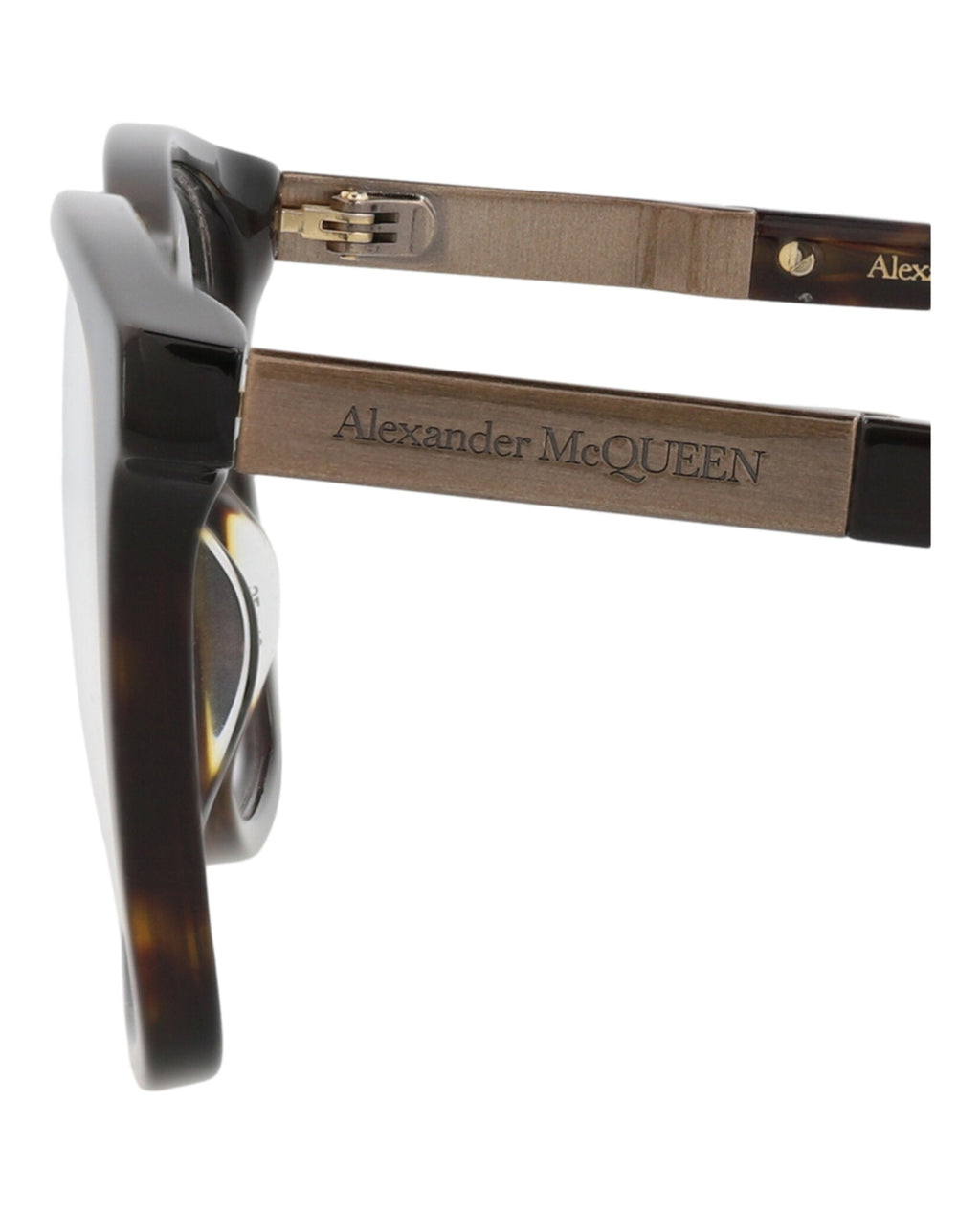 Alexander McQueen Mens Square/Rectangle Havana Gold Transparent Fashion Designer Eyewear