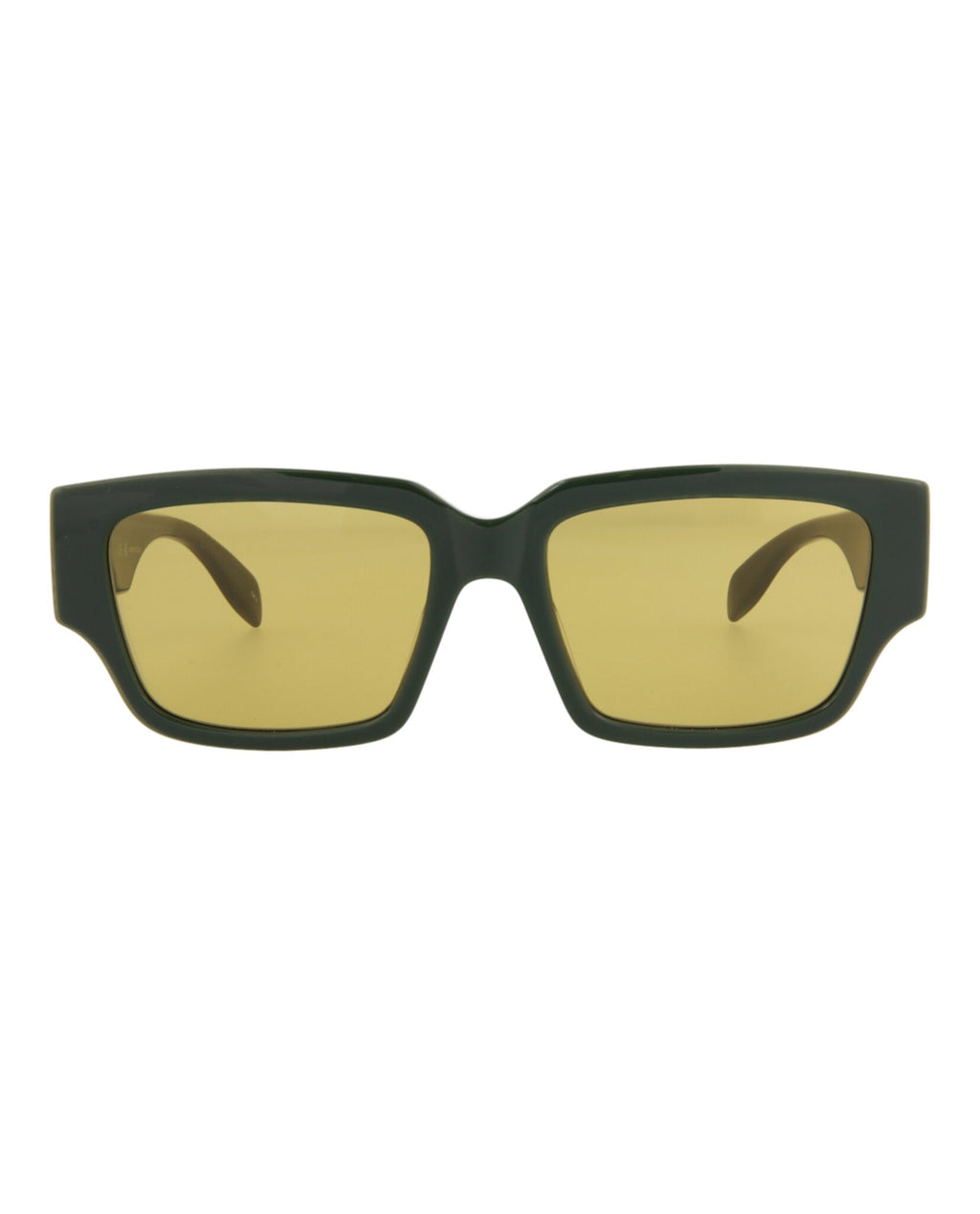 Alexander McQueen Mens Square/Rectangle Green Green Yellow Fashion Designer Eyewear Green Green Yellow