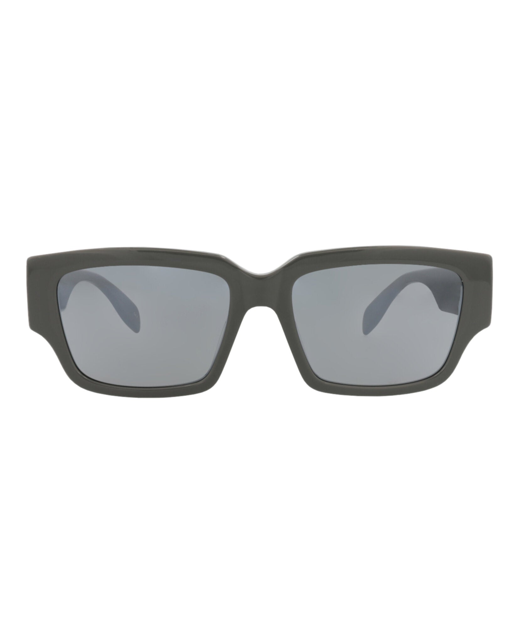 Alexander McQueen Mens Square/Rectangle Grey Grey Silver Fashion Designer Eyewear
