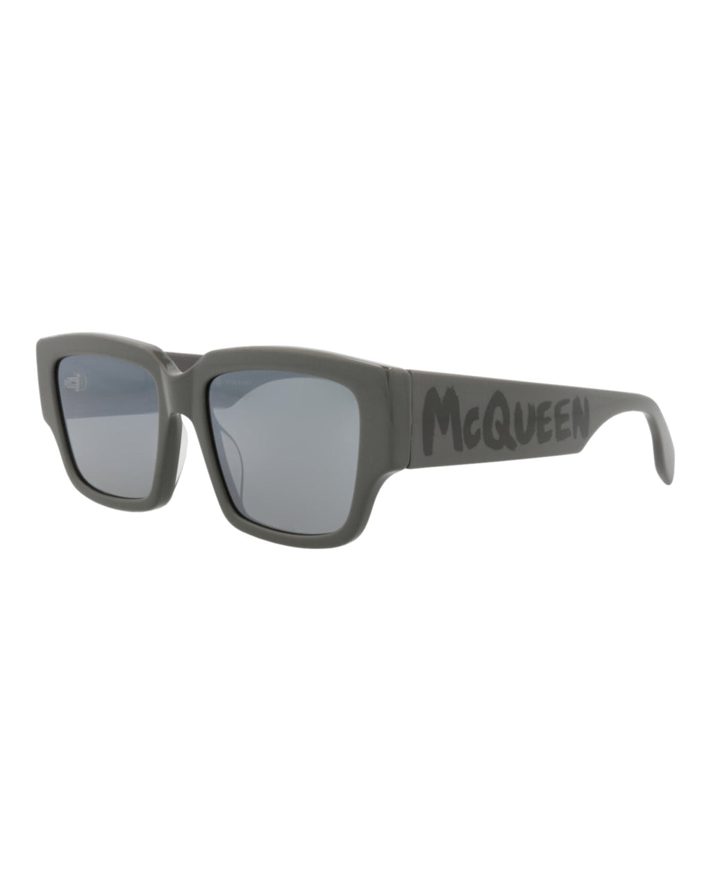 Alexander McQueen Mens Square/Rectangle Grey Grey Silver Fashion Designer Eyewear