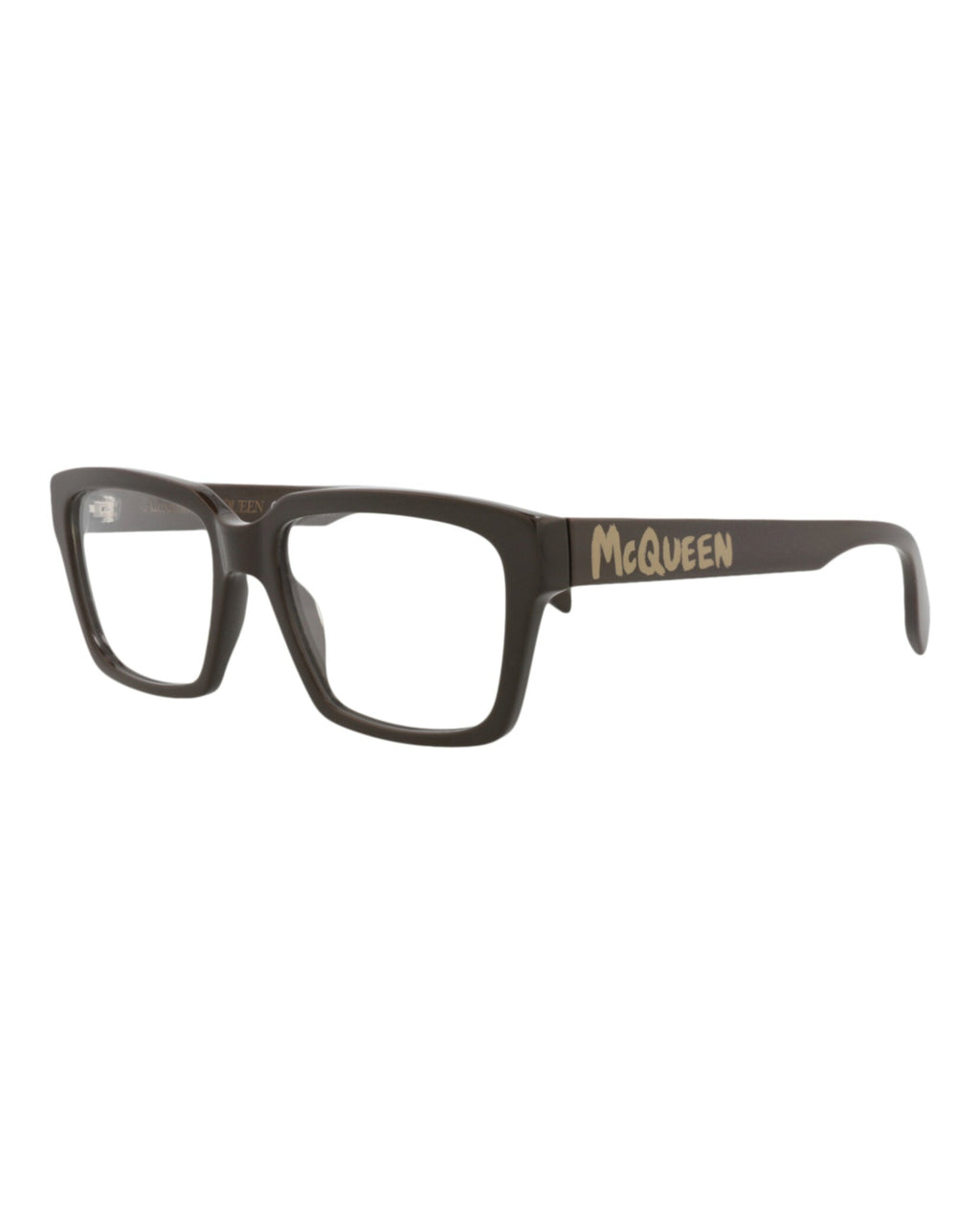 Alexander McQueen Mens Square/Rectangle Brown Brown Transparent Fashion Designer Eyewear