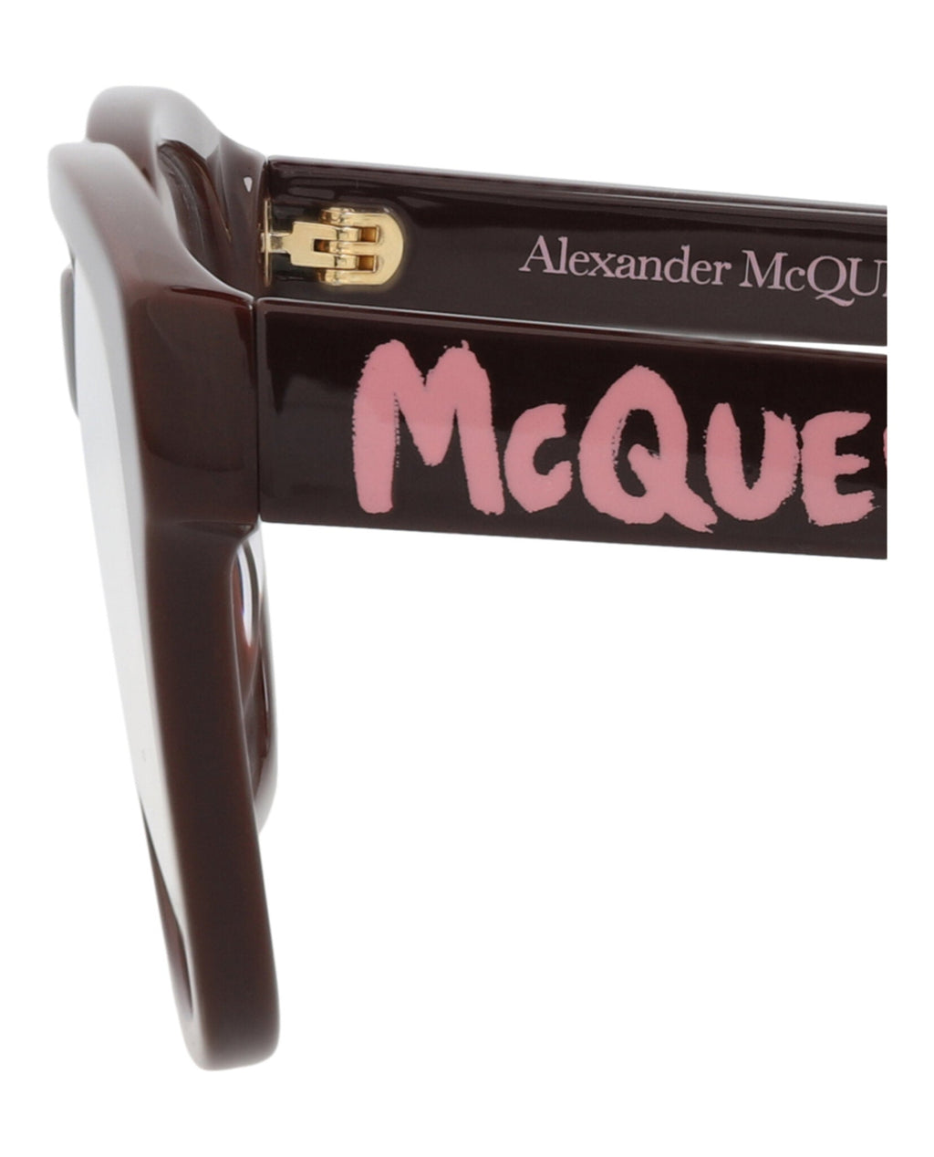 Alexander McQueen Womens Square/Rectangle Burgundy Burgundy Transparent Fashion Designer Eyewear