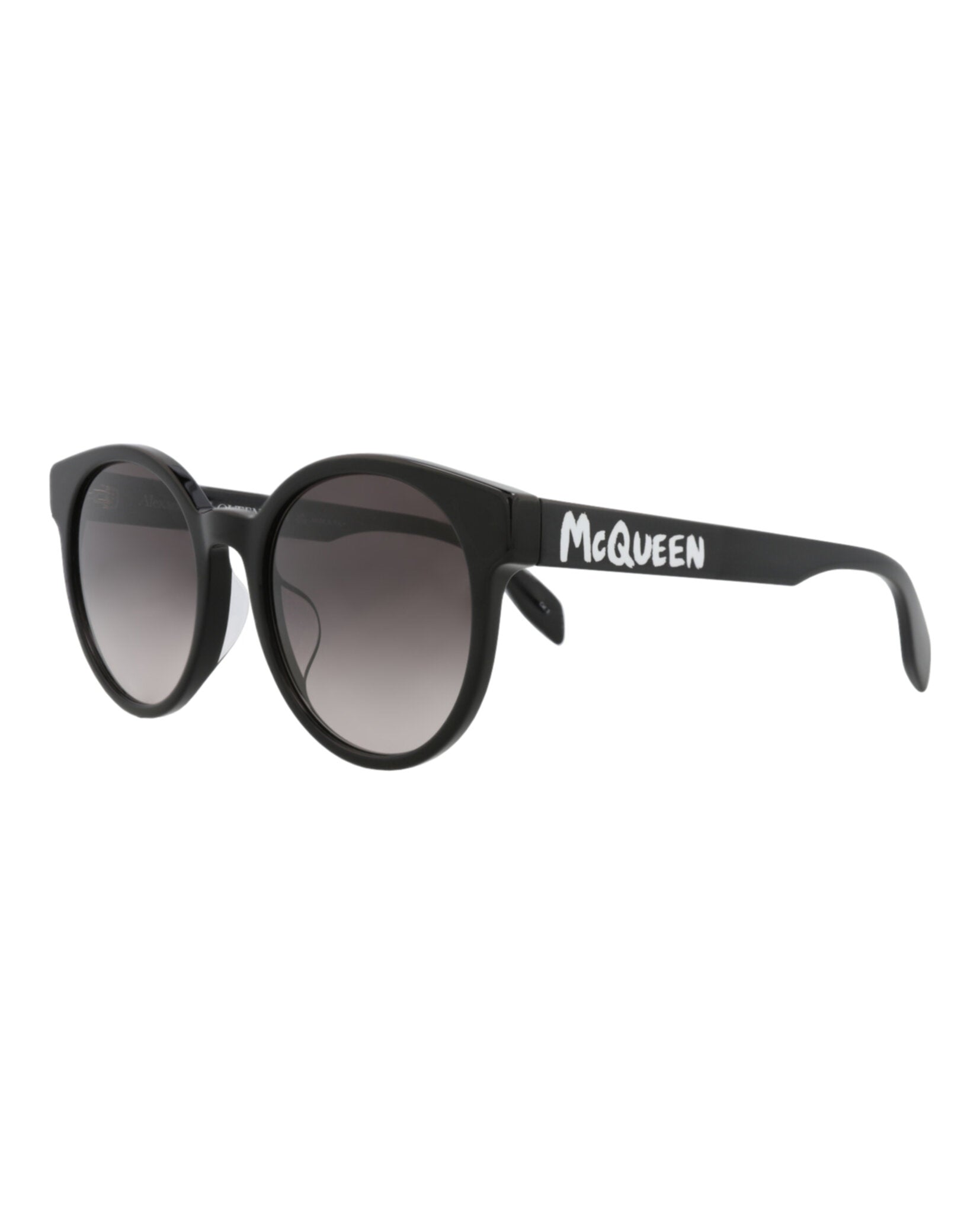 Alexander McQueen Womens Round/Oval Black Black Grey Fashion Designer Eyewear