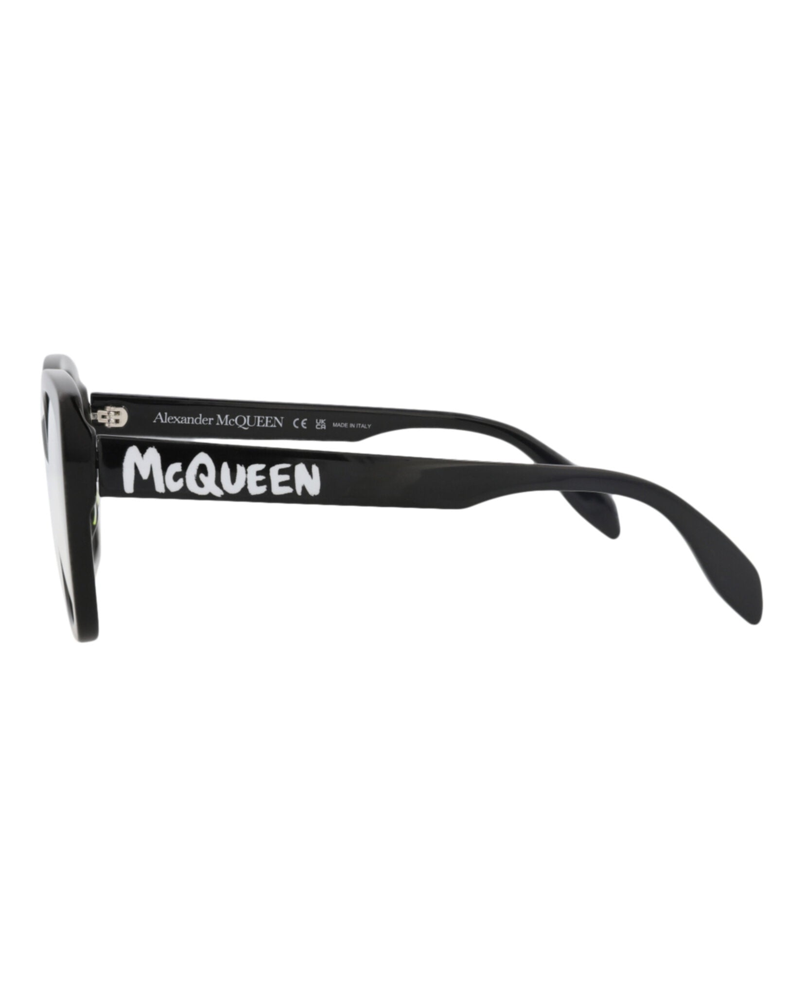 Alexander McQueen Womens Square/Rectangle Black Black Transparent Fashion Designer Eyewear