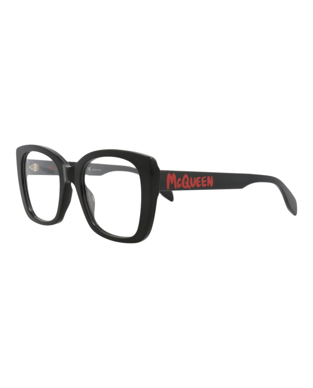 Alexander McQueen Womens Square/Rectangle Black Black Transparent Fashion Designer Eyewear
