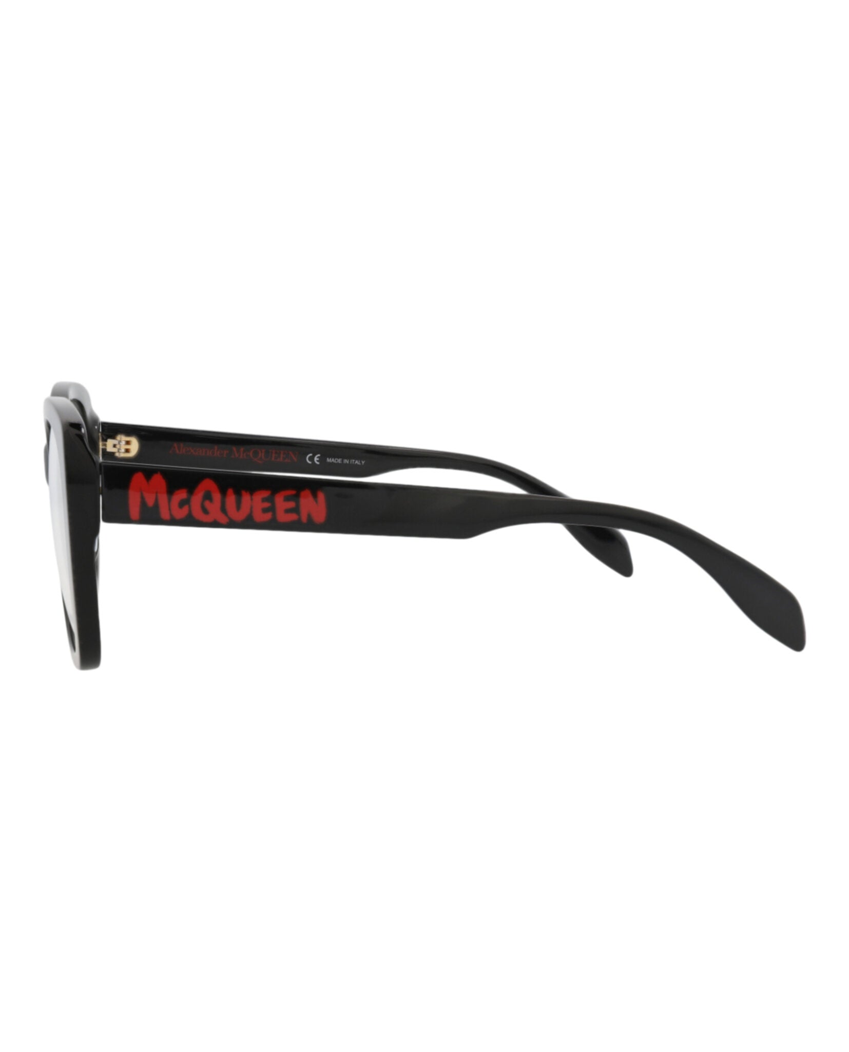Alexander McQueen Womens Square/Rectangle Black Black Transparent Fashion Designer Eyewear