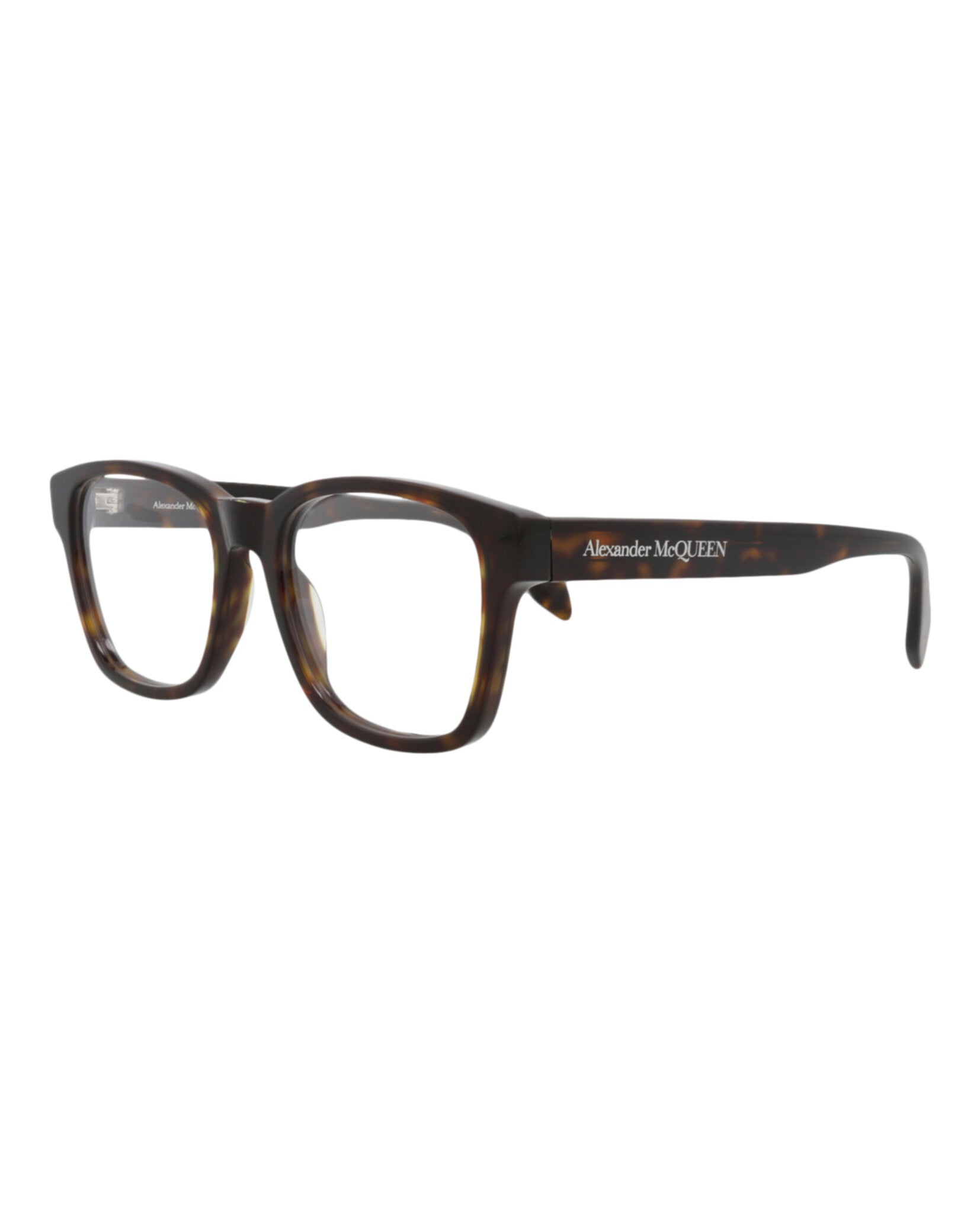 Alexander McQueen Mens Square/Rectangle Havana Havana Transparent Fashion Designer Eyewear