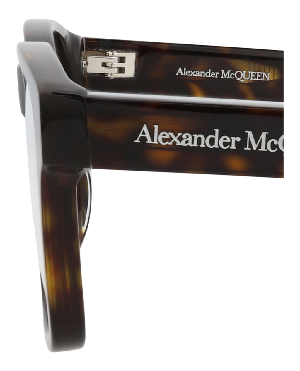 Alexander McQueen Mens Square/Rectangle Havana Havana Transparent Fashion Designer Eyewear