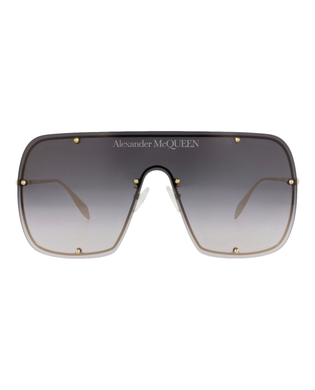 Alexander McQueen Unisex Shield/Wrap Gold Gold Grey Fashion Designer Eyewear
