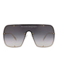Alexander McQueen Unisex Shield/Wrap Gold Gold Grey Fashion Designer Eyewear