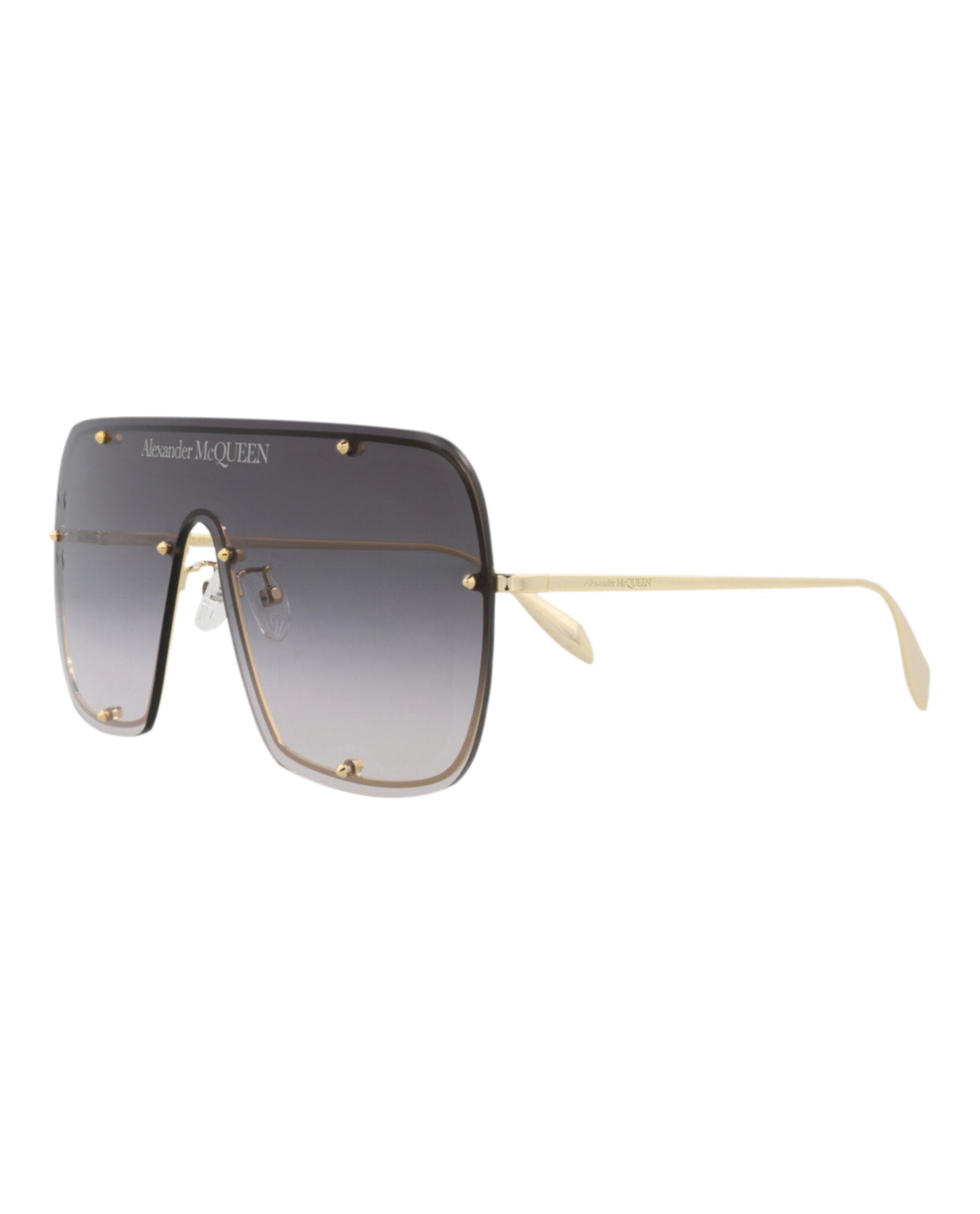 Alexander McQueen Unisex Shield/Wrap Gold Gold Grey Fashion Designer Eyewear