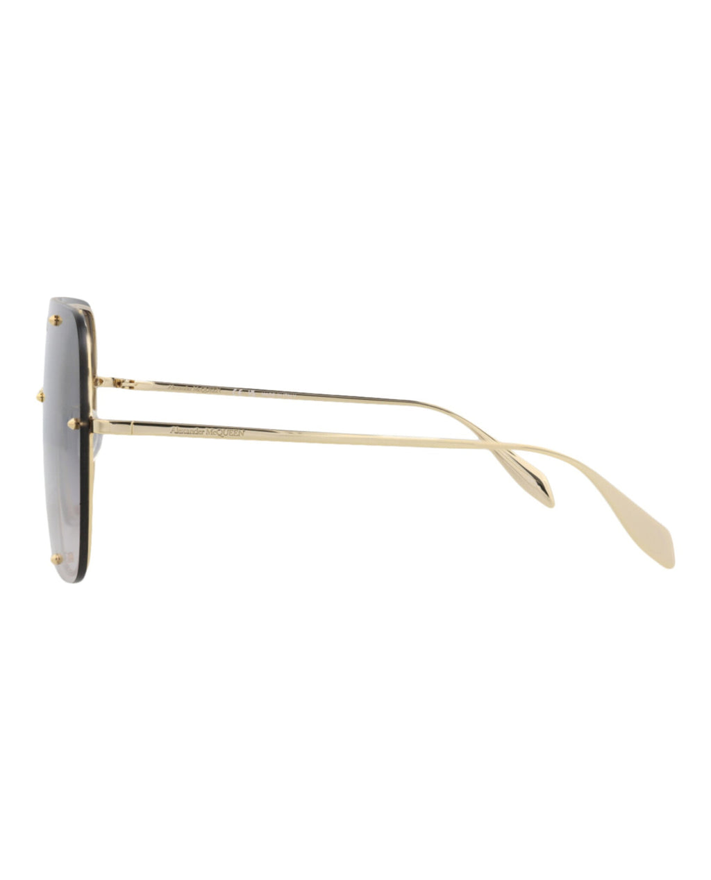Alexander McQueen Unisex Shield/Wrap Gold Gold Grey Fashion Designer Eyewear