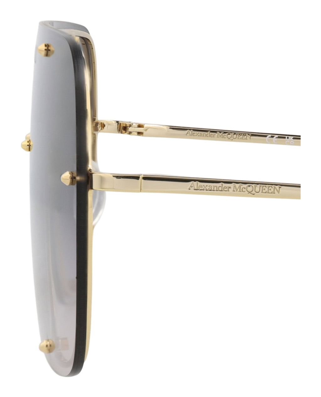 Alexander McQueen Unisex Shield/Wrap Gold Gold Grey Fashion Designer Eyewear