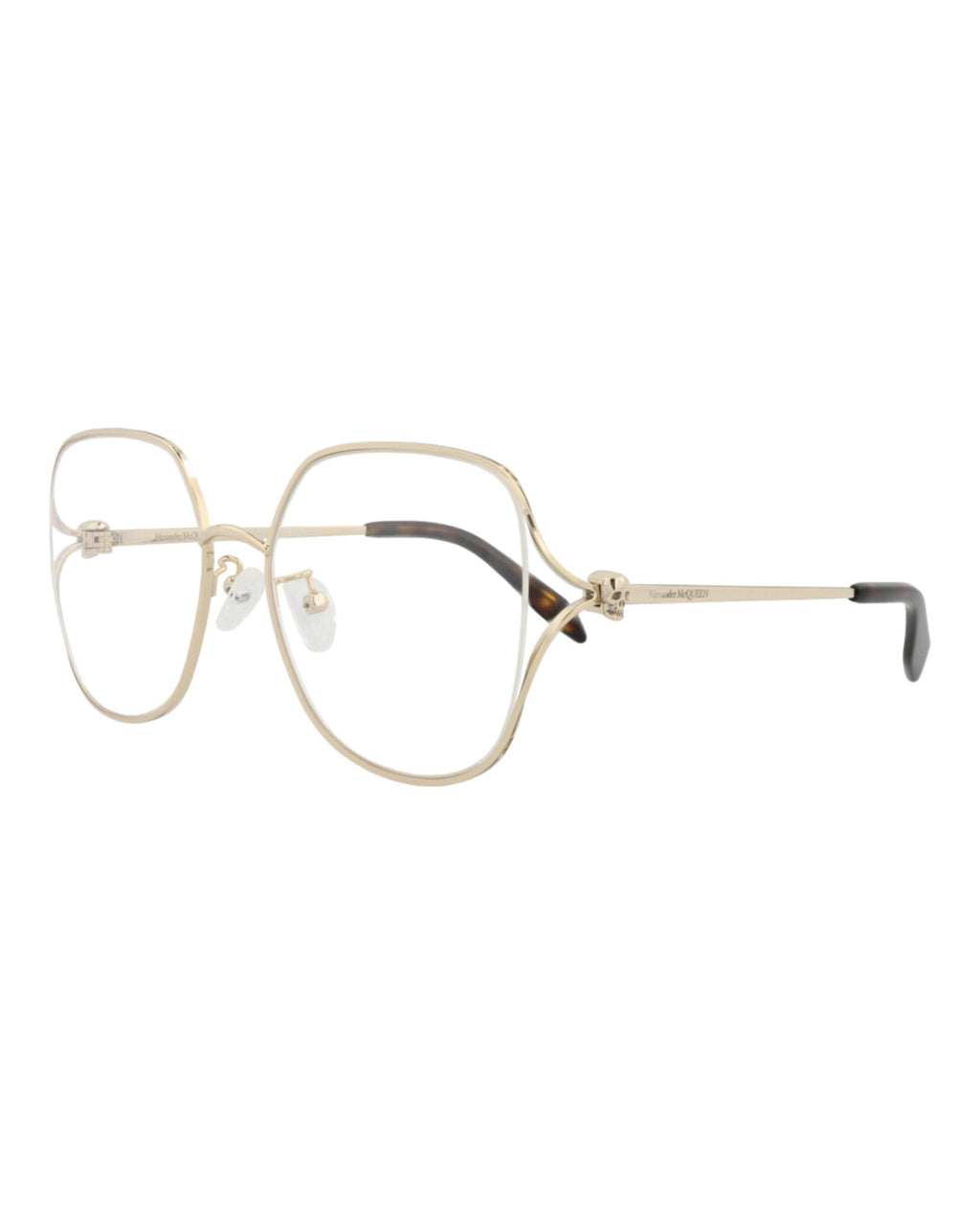 Alexander McQueen Womens Square/Rectangle Gold Gold Transparent Fashion Designer Eyewear