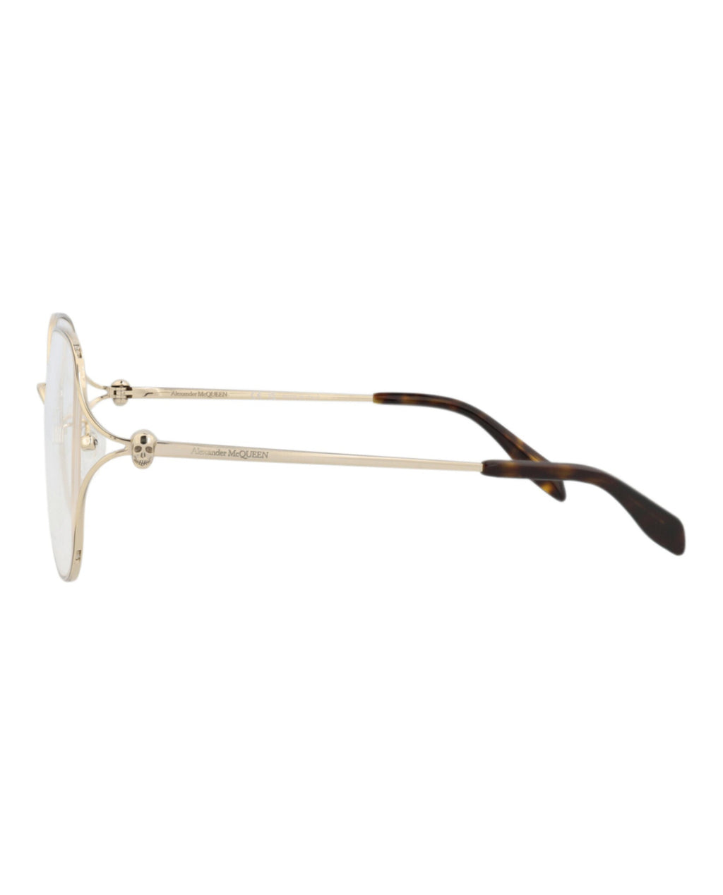 Alexander McQueen Womens Square/Rectangle Gold Gold Transparent Fashion Designer Eyewear