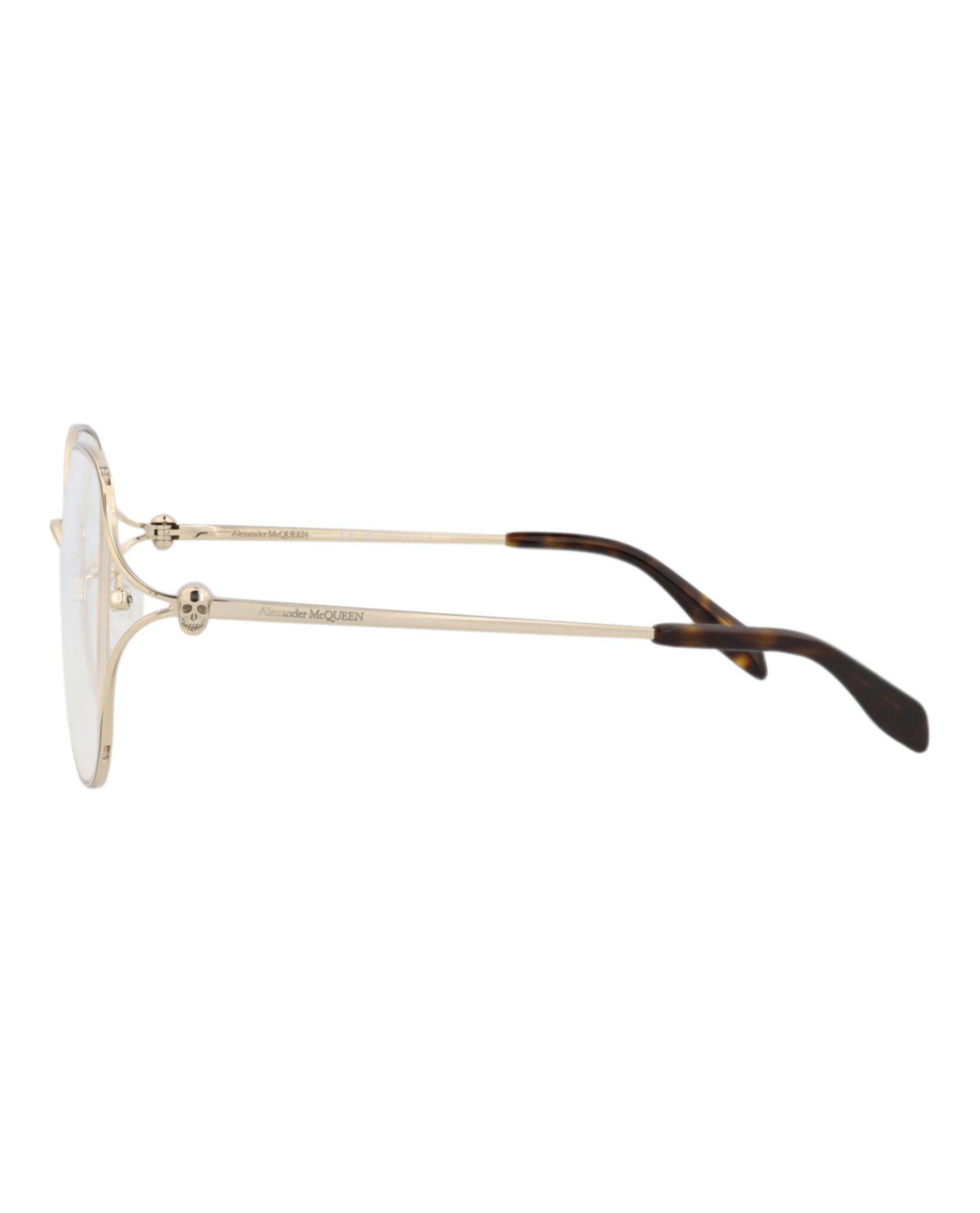 Alexander McQueen Womens Square/Rectangle Gold Gold Transparent Fashion Designer Eyewear
