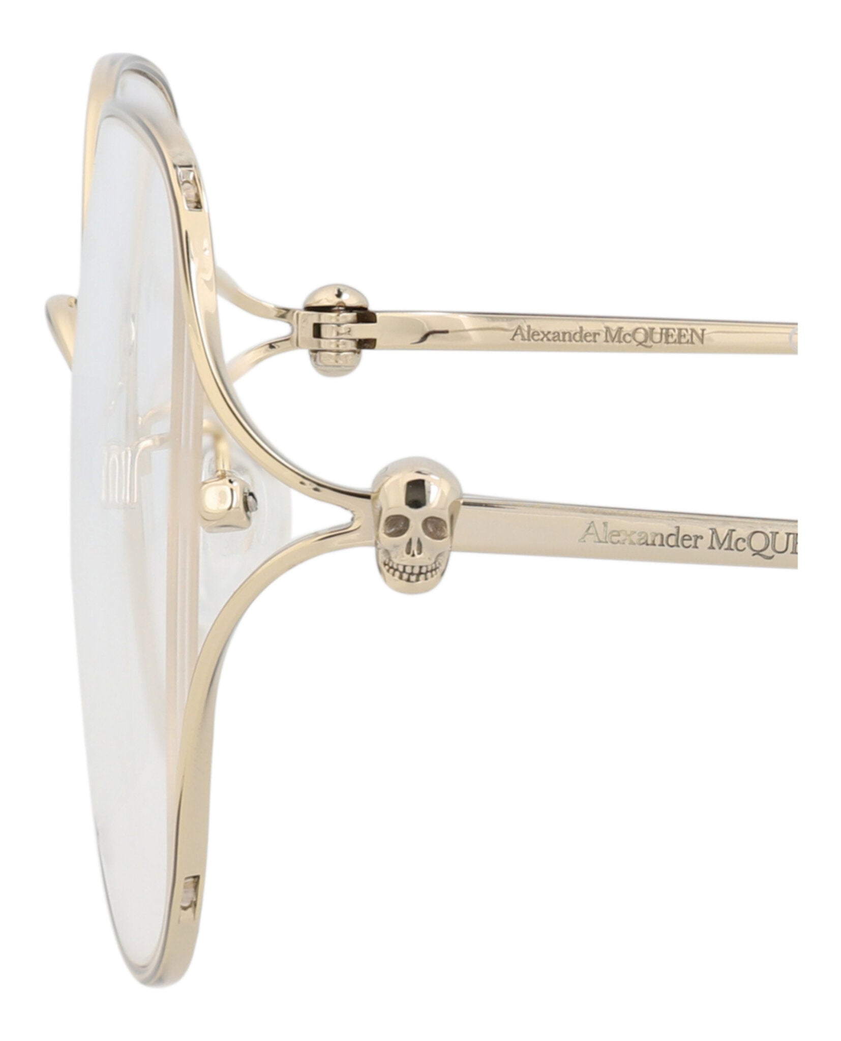 Alexander McQueen Womens Square/Rectangle Gold Gold Transparent Fashion Designer Eyewear